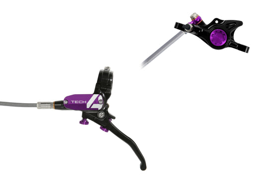 Hope Tech 4 X2 - No Rotor - Black/Purple - Braided Hose