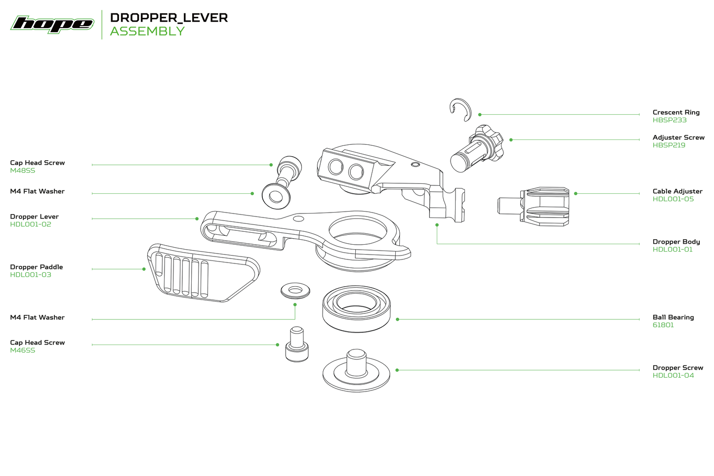 Hope Dropper Lever - Main Screw - Silver