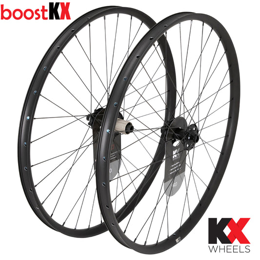 KX Wheels Pro 27.5" MTB Disc Tubeless Thru Axle Boost Wheelset in Black
