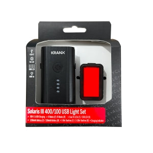 KranX Solaris III 400 / 100 USB Rechargeable Lightset - Front and Rear Light Set