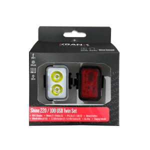 KranX Shine 220 / 100 USB Rechargeable Lightset - Front and Rear Light Set