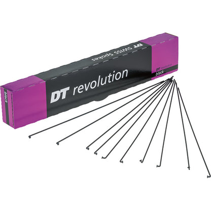 DT Swiss Revolution 2mm / 1.5 mm 14g/17 g Double Butted Black Spokes - Black (Each)