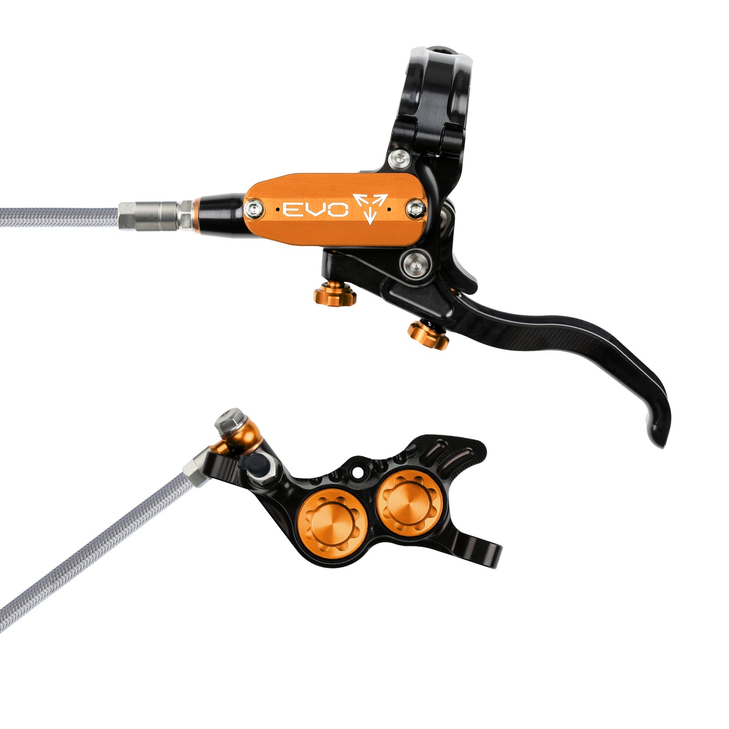 Hope Tech 4 EVO GR4 Brake - Black/Orange - Braided Hose - No Rotor