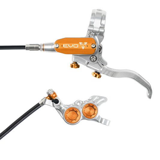Hope Tech 4 EVO GR4 Brake - Silver/Orange - Black Hose - No Rotor