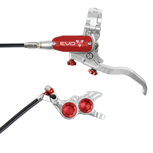 Hope Tech 4 EVO GR4 Brake - Silver/Red - Black Hose - No Rotor