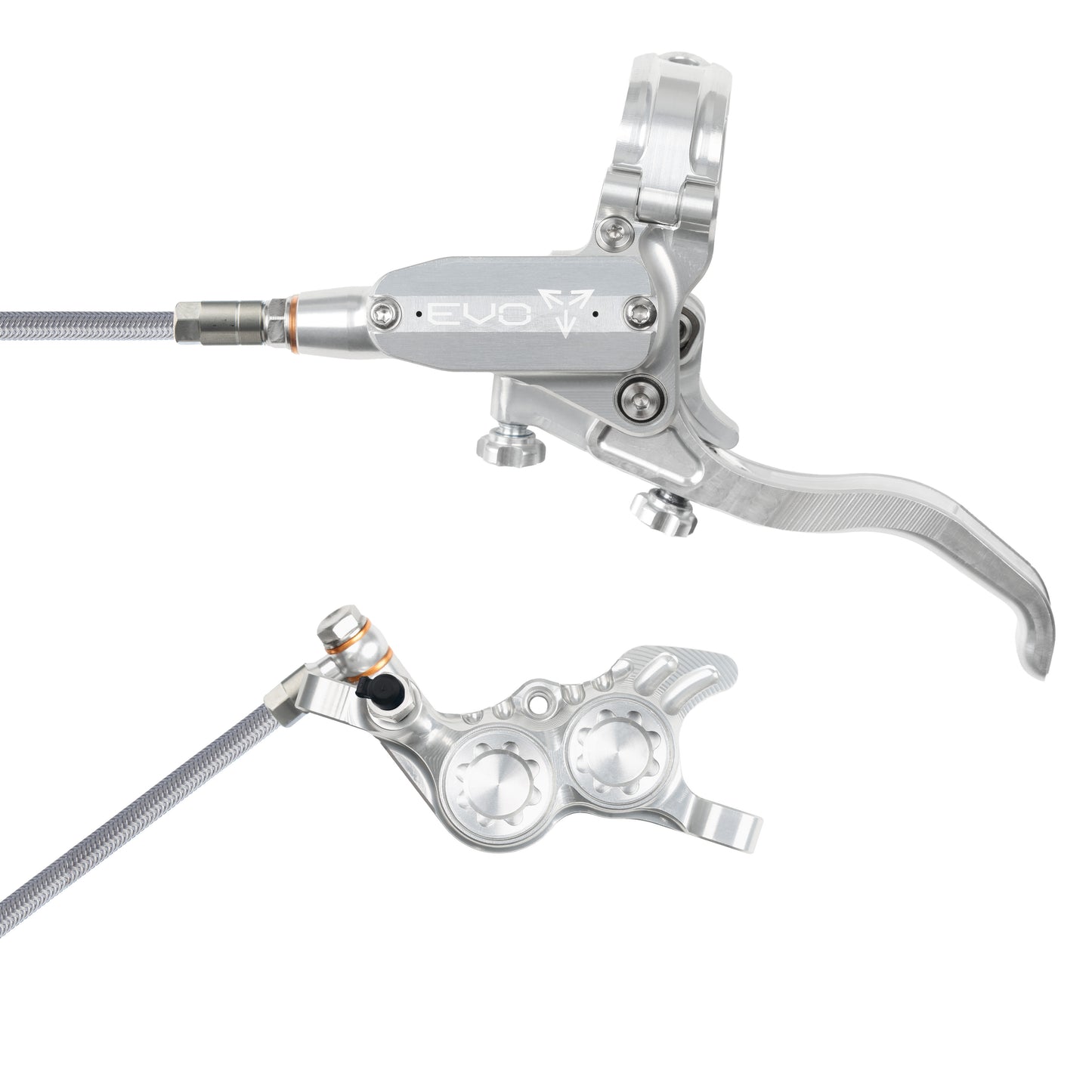 Hope Tech 4 EVO GR4 Brake - Silver/Silver - Braided Hose - No Rotor