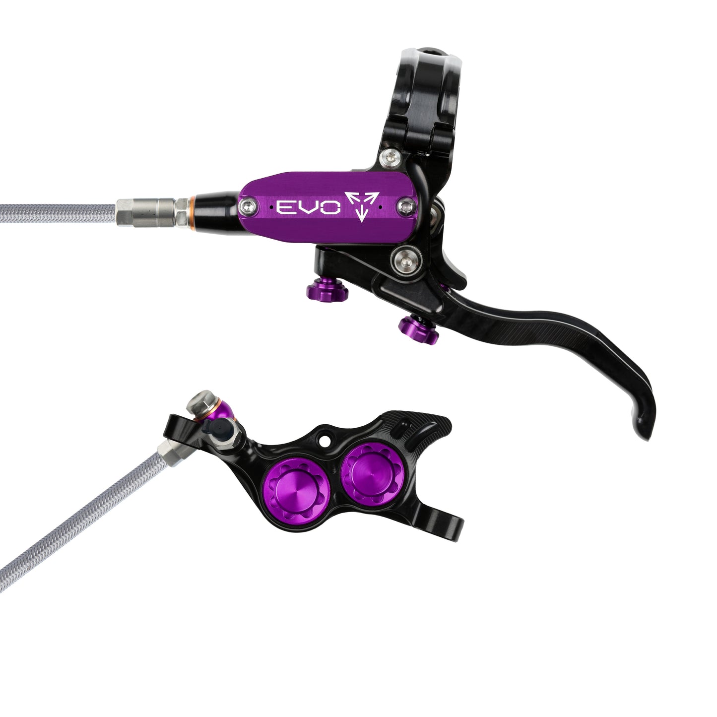 Hope Tech 4 EVO TR4 Brake - Black/Purple - Braided Hose - No Rotor