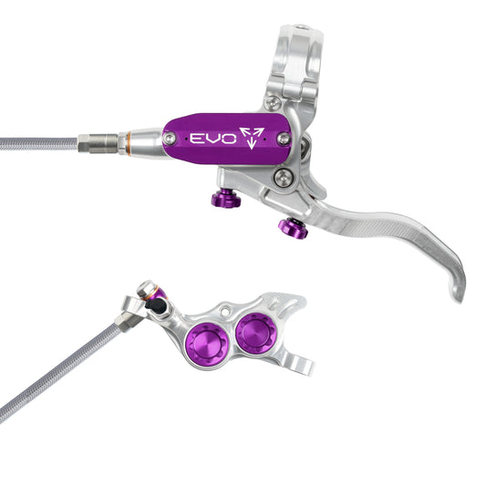 Hope Tech 4 EVO TR4 Brake - Silver/Purple - Braided Hose - No Rotor