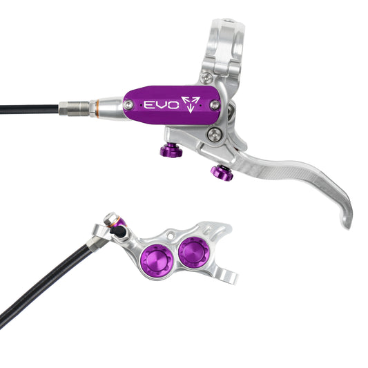 Hope Tech 4 EVO TR4 Brake - Silver/Purple - Black Hose - No Rotor