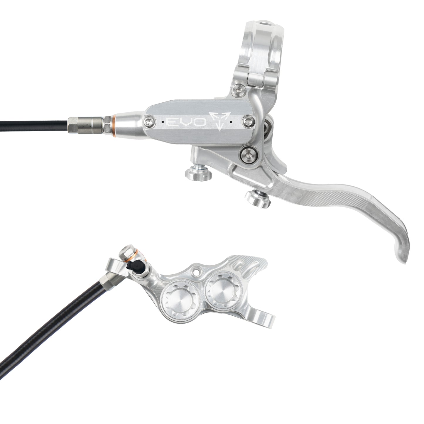 Hope Tech 4 EVO TR4 Brake - Silver/Silver - Black Hose - No Rotor