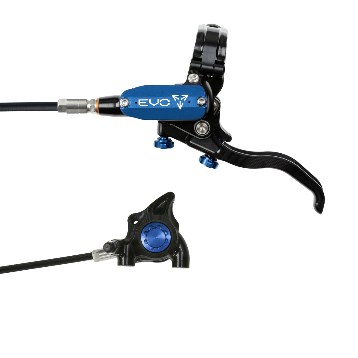 Hope Tech 4 EVO X2 Flatmount Brake - Black/Blue - Black Hose - No Rotor