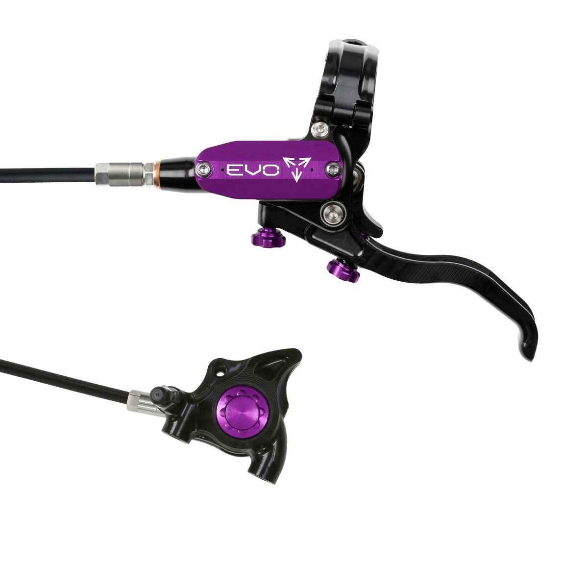 Hope Tech 4 EVO X2 Flatmount Brake - Black/Purple - Black Hose - No Rotor