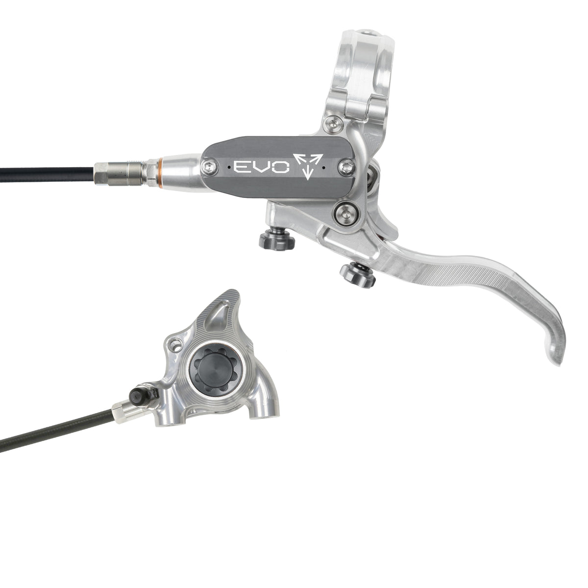 Hope Tech 4 EVO X2 Flatmount Brake - Silver/Smoke - Black Hose - No Rotor