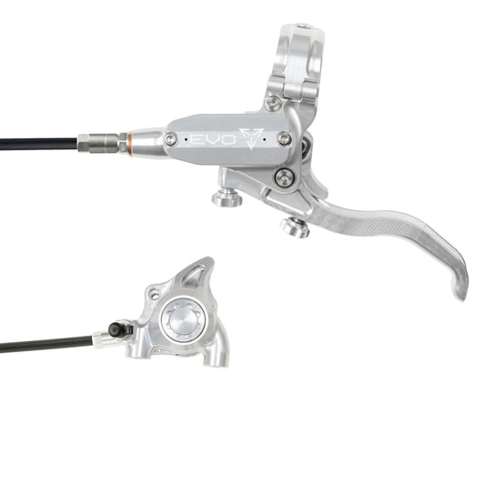 Hope Tech 4 EVO X2 Flatmount Brake - Silver/Silver - Black Hose - No Rotor