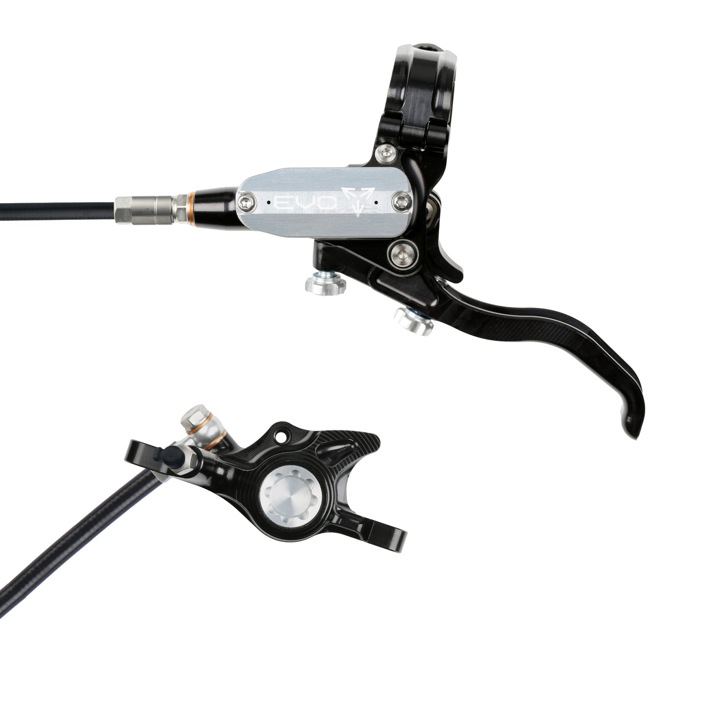 Hope Tech 4 EVO X2 Brake - Black/Silver - Black Hose - No Rotor