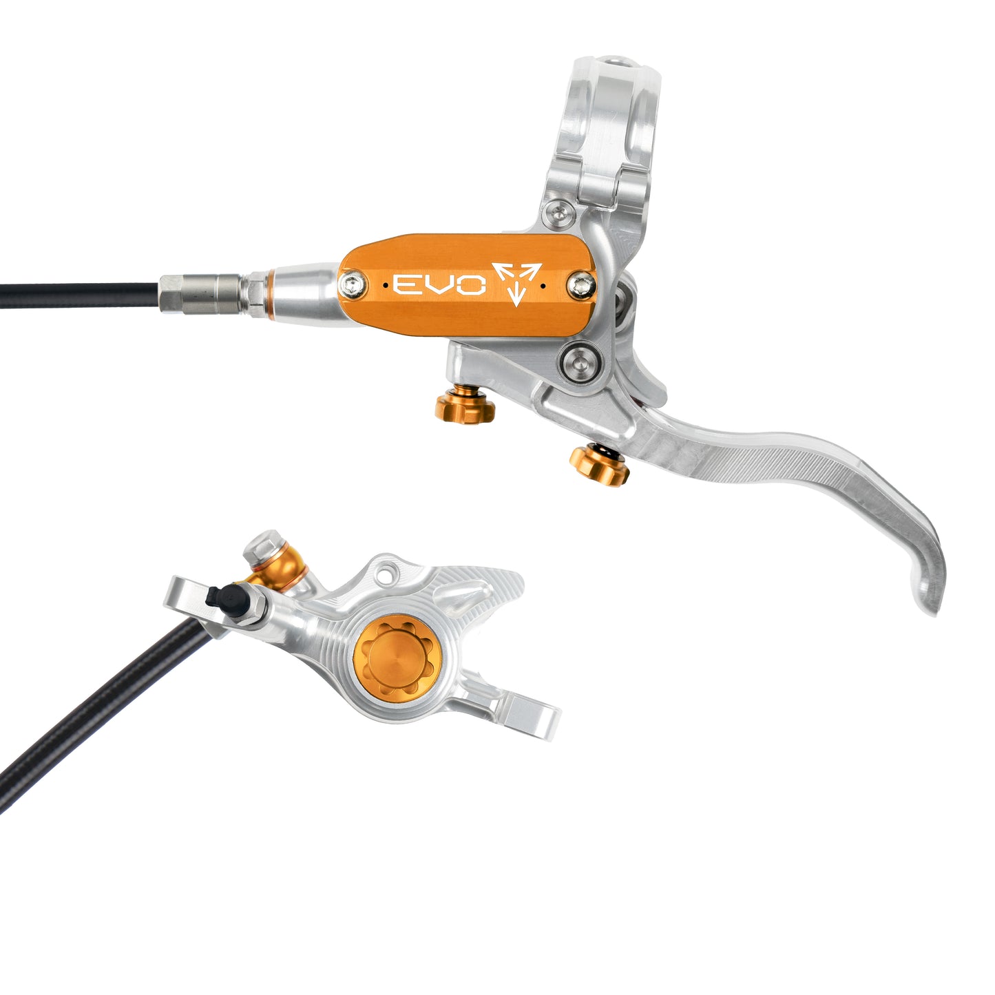 Hope Tech 4 EVO X2 Brake - Silver/Orange - Black Hose - No Rotor
