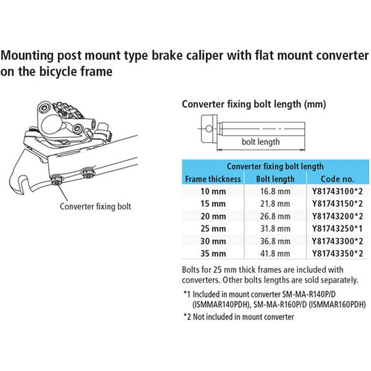 Shimano SM-MA Converter fixing bolt M5 x 21.8 mm - for 15 mm Rear mount thickness