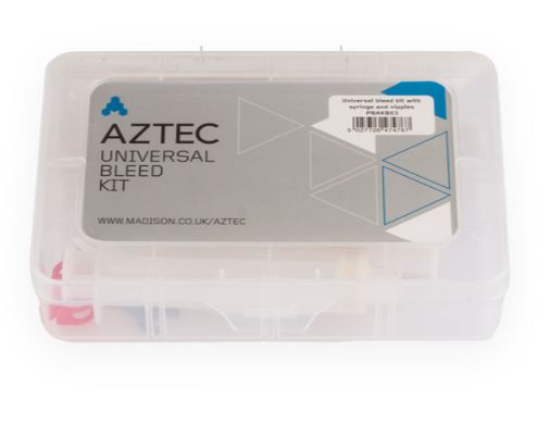 Aztec Universal bleed kit with syringe and nipples to suit most brands
