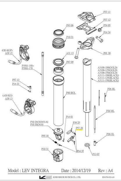 KS Actuator Lever - Dropper Post Spares (P5728/A3196)