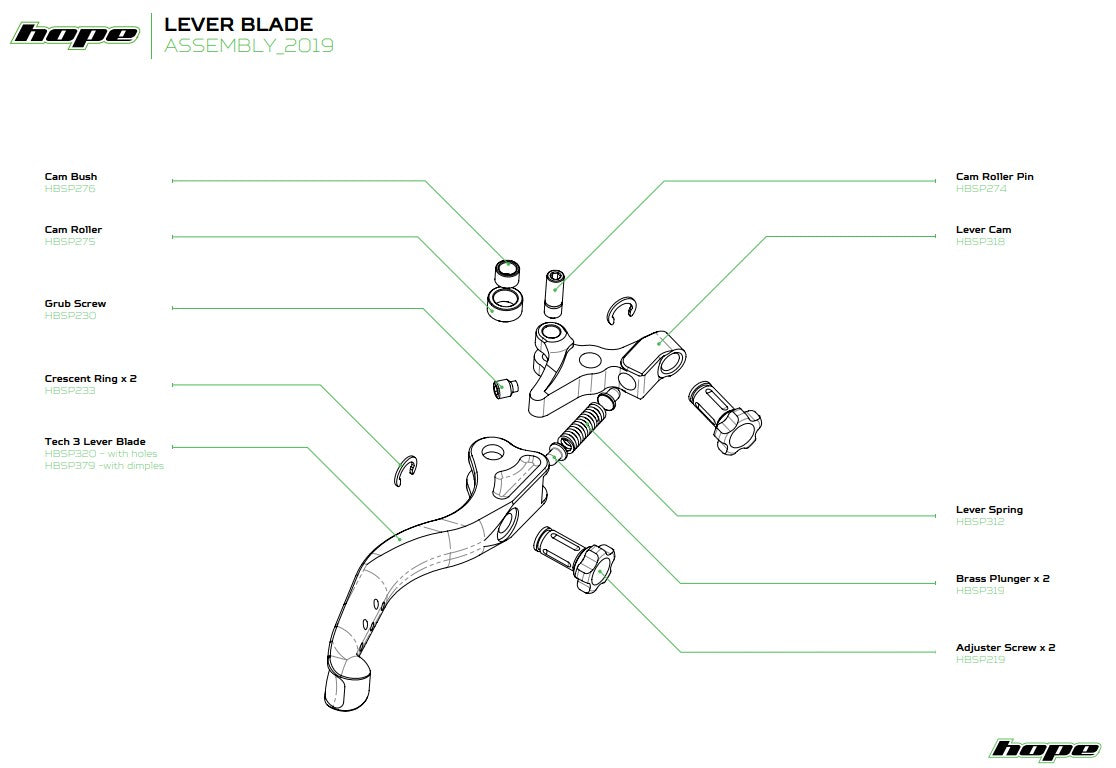 Hope Tech 3 Lever Blades Black - Brake Spares