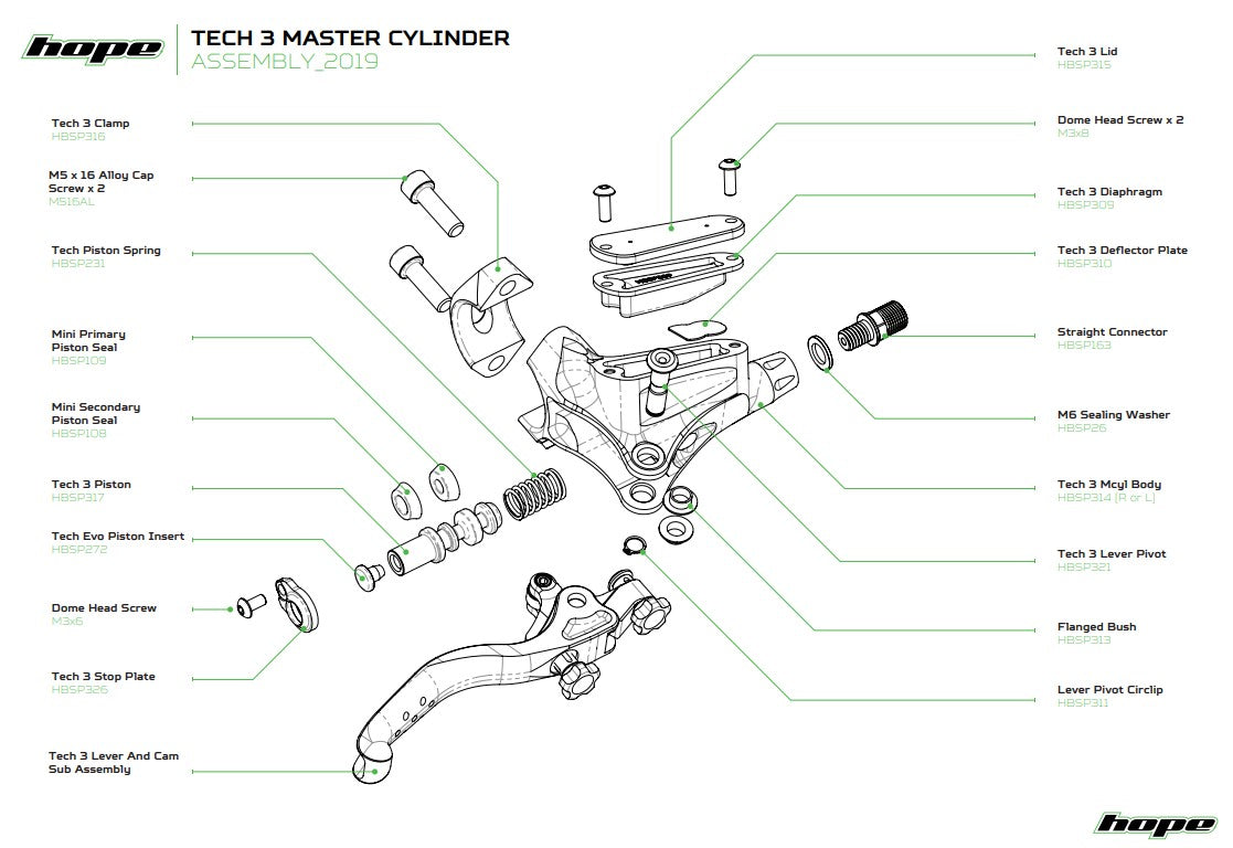 Hope Tech 3 Master Cylinder Piston - Silver - Brake Spares