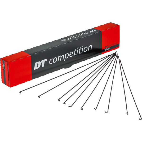 DT Swiss Competition 2mm / 1.8mm 14g/15g Double Butted J-Bend Spokes - Black (Each)