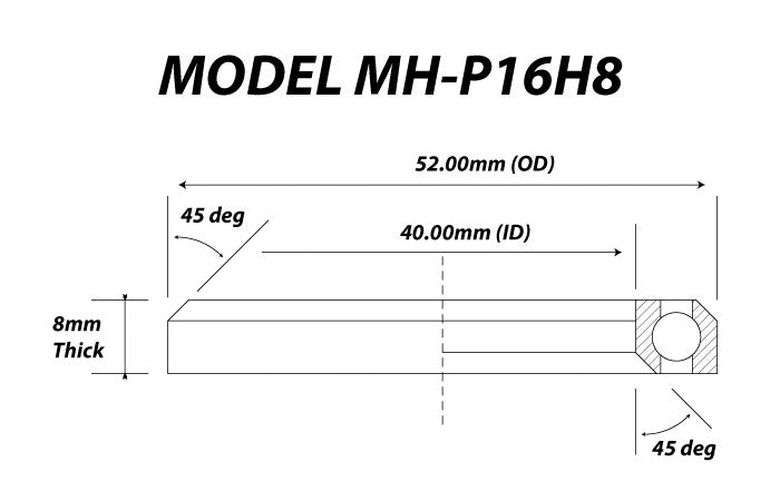 MH-P16H8 HEADSET BEARING - 40 x 52 x 8 (45/45 Degree)