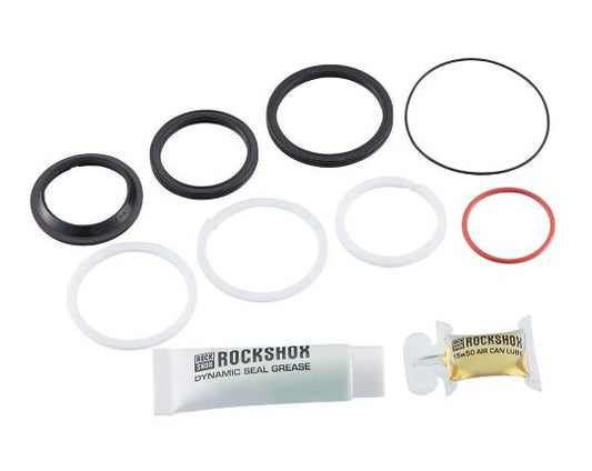 ROCKSHOX 50HR SERVICE KIT (INCLUDES AIR CAN SEALS, PISTON SEAL, GLIDE RINGS)-DELUXE/SUPER DELUX (2017): BLACK
