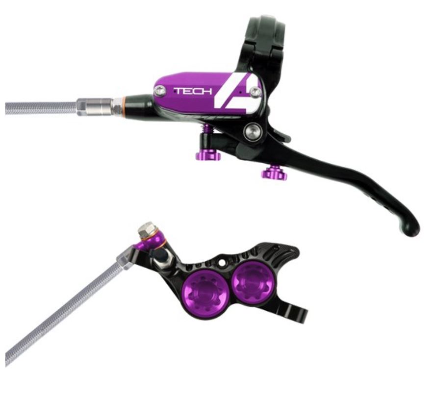 Hope Tech 4 V4 - No Rotor - Black/Purple - Braided