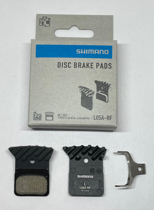 Shimano L05A-RF disc pads and spring, alloy backed with cooling fins, resin
