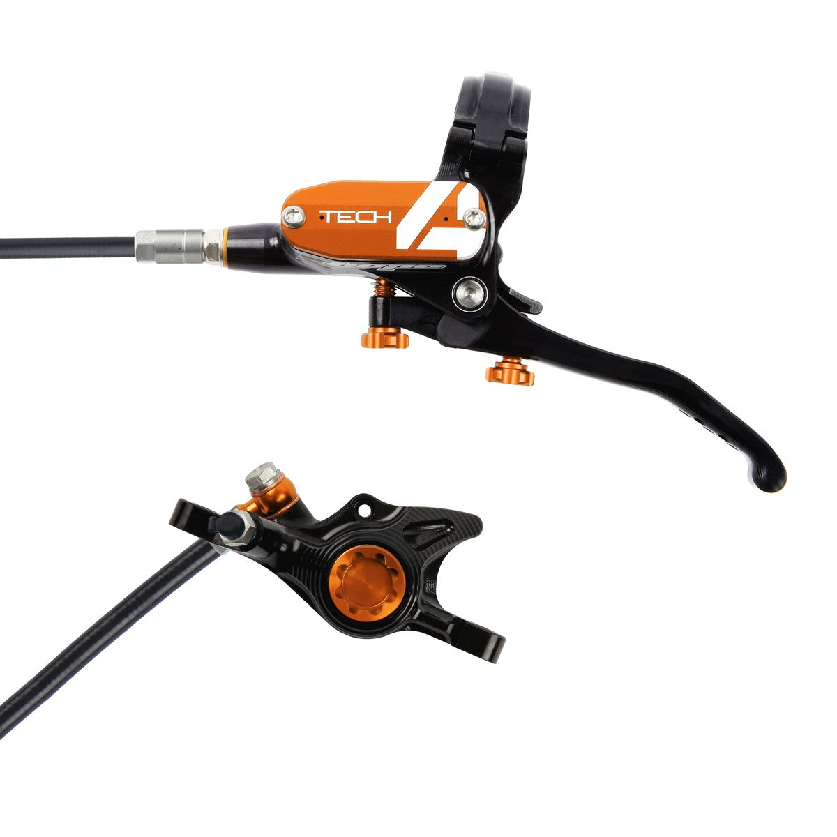 Hope Tech 4 X2 Brakes - Black/Orange - Black Hose