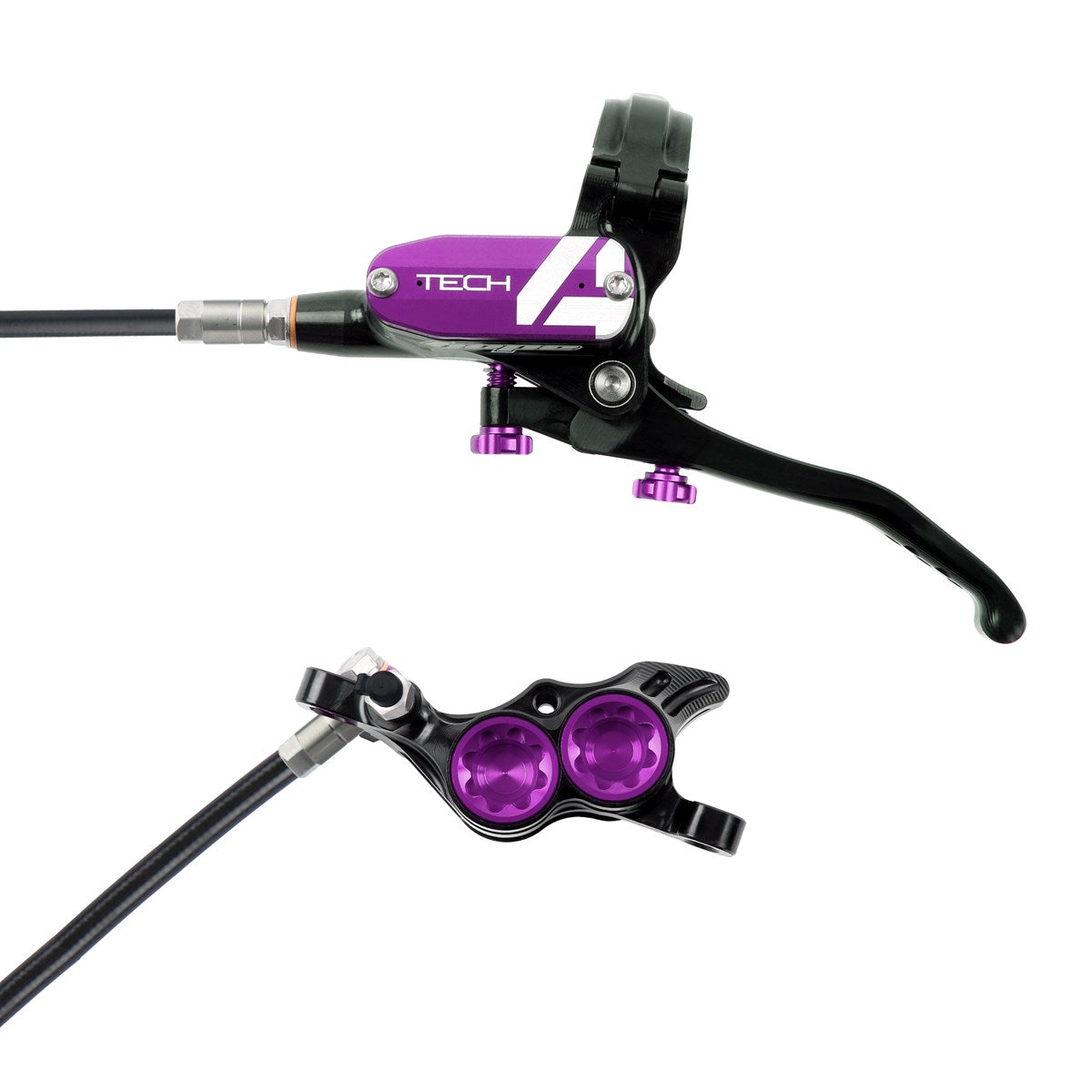 Hope Tech 4 E4 Brakes - Black/Purple - Black Hose