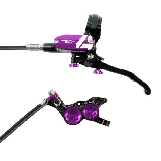 Hope Tech 4 V4 Brakes - Black/Purple - Black Hose